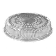 Aluminum Pan 12" Flat Round Tray clear Plastic Dome Lid 